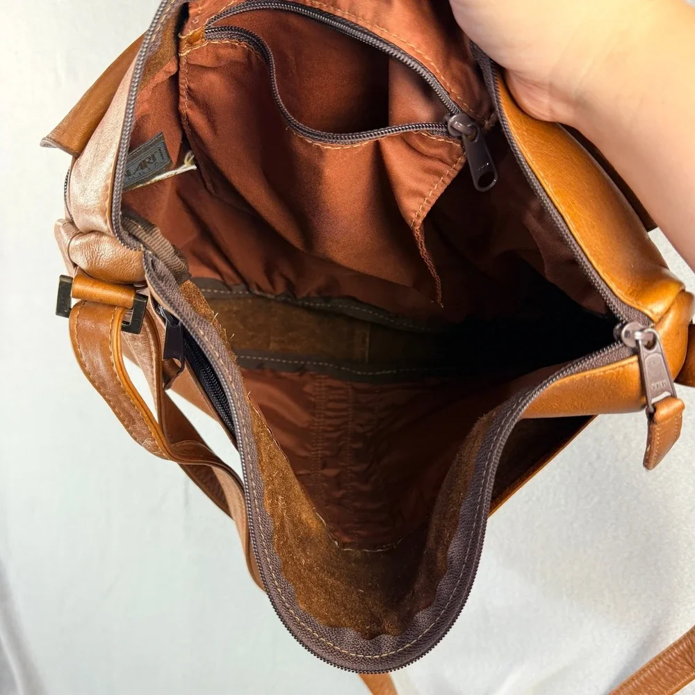 Vintage Gonari Colombia Tan Leather Messenger Bag Crossbody Satchel 15x11